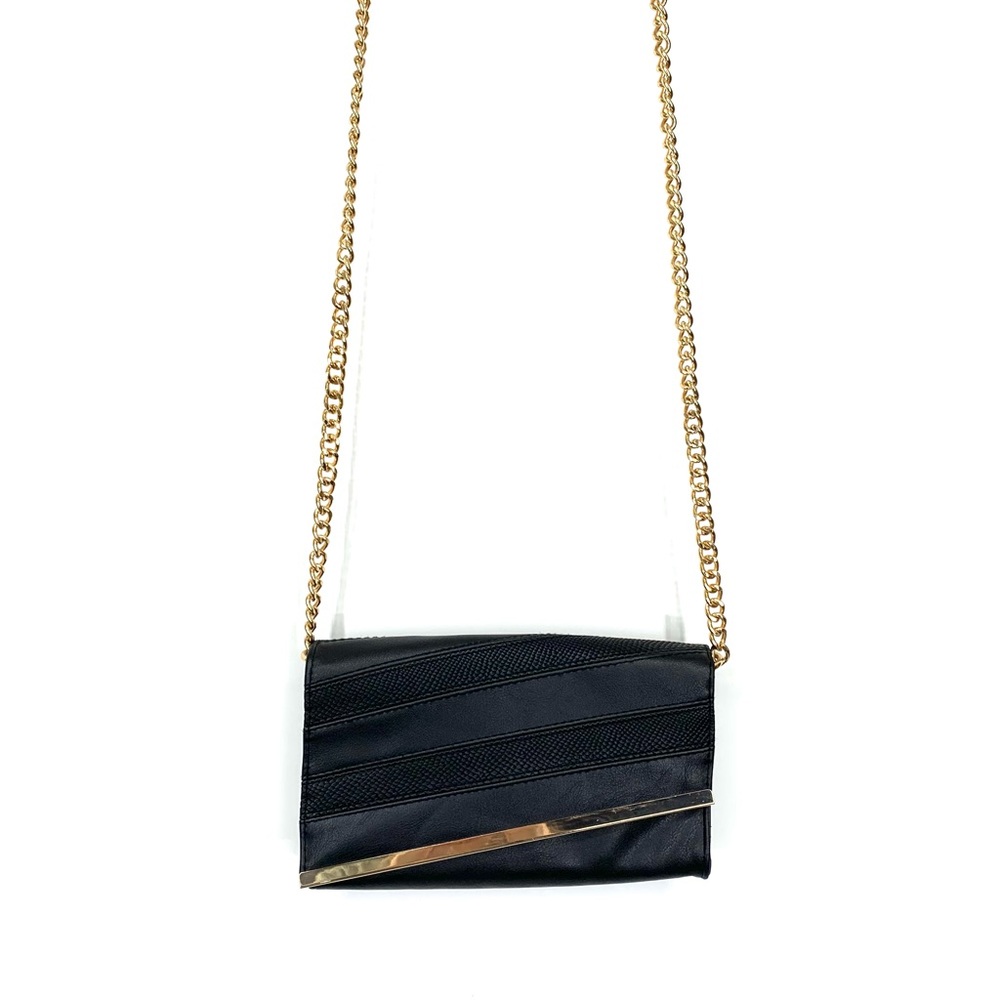Rampage Faux Leather Chained Crossbody Gold Plate Flap Top Purse Pockets Nwot